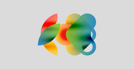 Wall Mural - abstract colorful shapes overlap, creating vibrant visual effect. soft gradients blend hues, forming