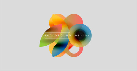 Wall Mural - abstract floral design. overlapping colorful shapes create blossom effect. light gray background pro