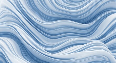 Wall Mural - abstract blue and white wavy flowing lines with light reflections