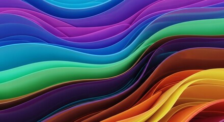 Wall Mural - abstract rainbow waves flowing and layered