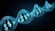 © Leninya - DNA strand dollar sign investment finance technology glowing blue futuristic digital science concept wealth prosperity innovation abstract