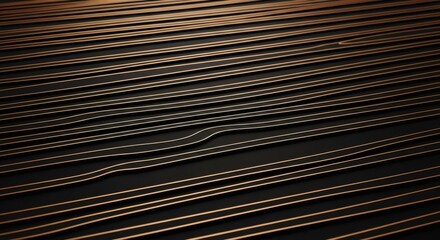 Wall Mural - abstract wavy copper lines on a dark background