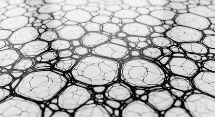 Black and white abstract macro shot of interconnected geometric shapes