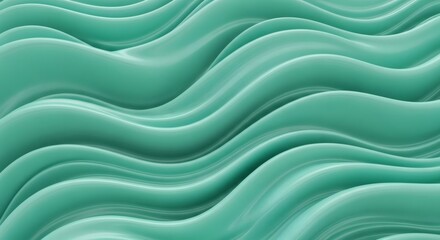 Wall Mural - smooth undulating teal waves create a glossy abstract texture