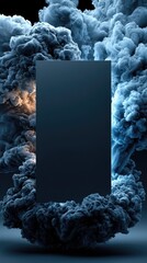 Wall Mural - Dark rectangle framed by swirling, vibrant smoke
