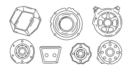 Technical drawings show complex parts. Engineering, blueprint, mechanical, technical drawing, design, precision, component, industrial, manufacturing, CAD, plan