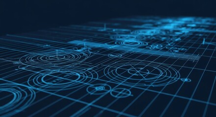 Abstract futuristic digital technology background with blue grid