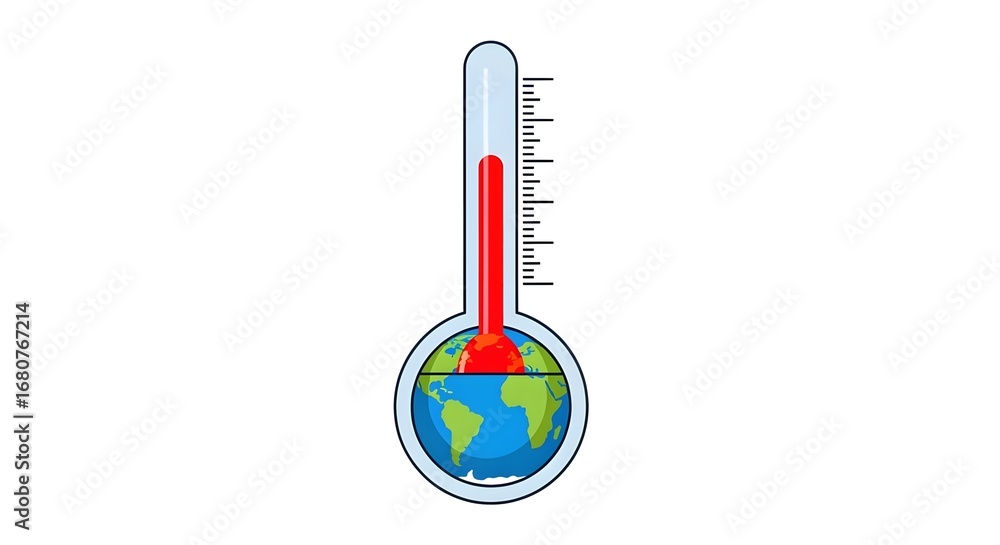 Thermometer with Earth Globe Illustration Showing Global Temperature ...