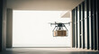 © Ksenia Pestereva - Modern photo of package delivery featuring unmanned aircraft. Package delivery via drone offers efficient transport in residential area.