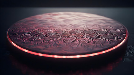 Glowing Red Circle Platform Abstract Design