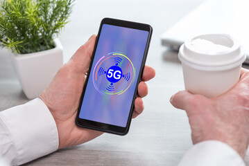 Wall Mural - 5g concept on a smartphone