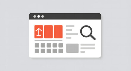 Flat design graphic of a website dashboard for managing and uploading digital files through an online browser application
