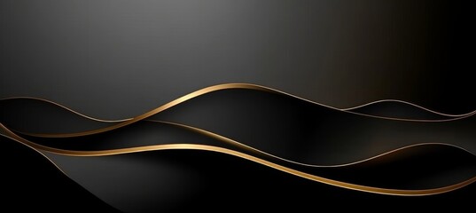Canvas Print - geometric layers of curves with shiny flow and golden accents for elegant wallpaper designs