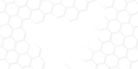 Wall Mural - Abstract background with hexagon, modern abstract vector polygonal pattern. Futuristic honeycomb mosaic white background,white and gray hexagon honeycomb geometric copy space.