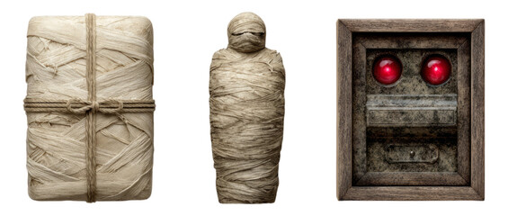 Isolated Artistic Illustration of Wrapped Objects on Transparent Background