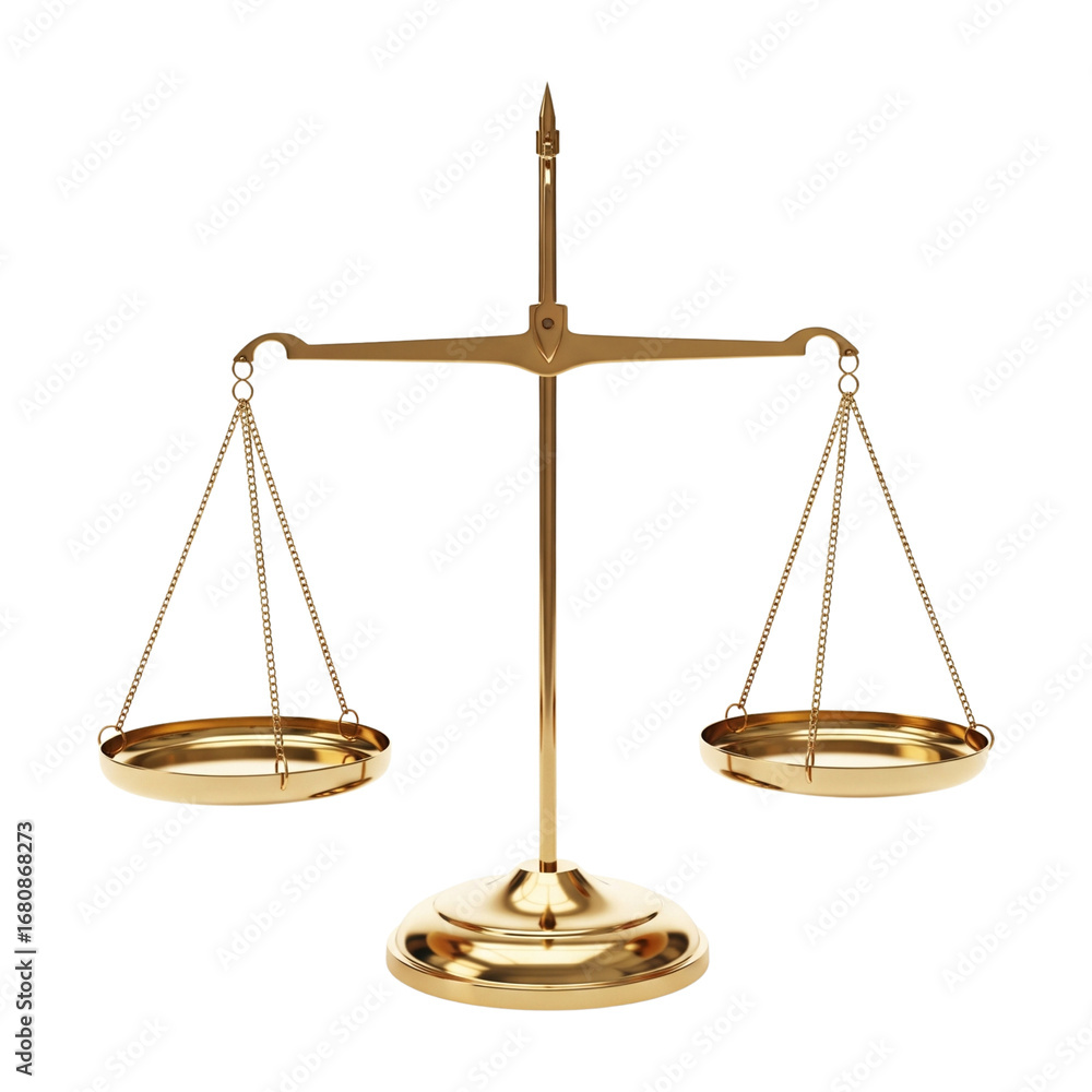 Golden Scales of Justice on Isolated transparent background png ...