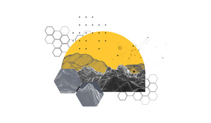 Wall Mural - abstract wireframe background. modern science or technology art elements. surface illustration.