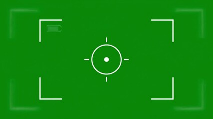 Camera,Viewfinder,Recording Screen Overlay with Crosshair and Focus Video Camcorder HUD Professional Film and Cinematic Footage with a Green Screen Background

