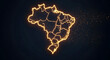 © BimoPrinting - Dynamic glowing outline map of Brazil with energetic particle effects, symbolizing connection and progress across vibrant regions.