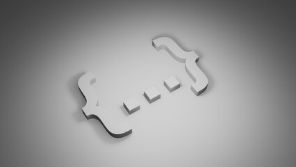 3D curly braces symbol with shadow on dark gradient background for coding concept