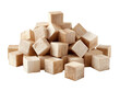 © yendisupiandi - Pile of textured wooden cubes isolated on a transparent background create abstract sculpture form