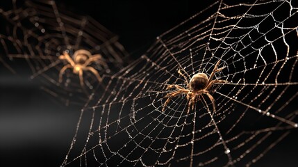 Spider in web, poised and ready