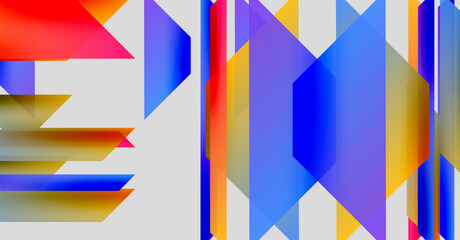 Wall Mural - abstract geometric composition. vivid colors intersect, creating dynamic visual experience. shapes o