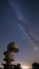 Wall Mural - a low-angle shot of an observatory under a starry night sky, capturing the vastness of space. ideal 