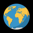 © Mhmmd_R - Flat illustration of Earth, showcasing continents and oceans against a black background.