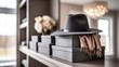 © Inrow Studio - A sophisticated scene featuring a hat, scarf, and boxes in an elegant interior.