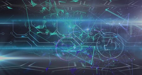 Wall Mural - digital animation of plexus networks, network of digital icons against blue background