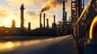 © Sirichat. Camphol - Industrial emissions monitoring in oil refinery urban landscape photographic capture industrial environment close-up view environmental awareness