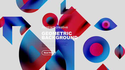 Wall Mural - abstract geometric shapes, vibrant colors, modern design. text overlay includes geometric background