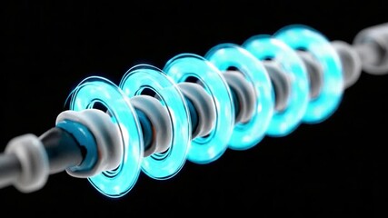 Wall Mural - neon ring: a close-up of a series of glowing neon rings illuminating a dark setting, highlighting in