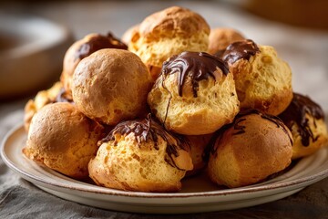 Wall Mural - Delicious golden homemade profiteroles