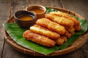 Wall Mural - Deep fried banana a traditional Thai snack and dessert