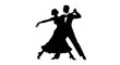 © rabbivay - Elegant silhouette of a couple dancing ballroom waltz with grace and passion on a white background