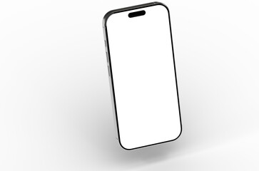 High-quality photo of a modern smartphone with a blank screen, perfect for app presentations or website mockups.  Clean and minimalist design.