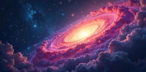 Wall Mural - a celestial panorama depicting a swirling nebula, symbolizing the vastness and mystery of a divine c