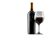 © Bilal - Elegant red wine bottle and full glass on black background, perfect for luxury beverage marketing