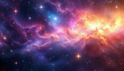 Wall Mural - vibrant cosmic scene with colorful nebulae, galaxies, and stars