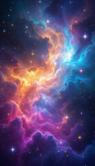 Wall Mural - vibrant cosmic scene with colorful nebulae, galaxies, and stars