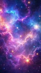 Wall Mural - vibrant cosmic scene with colorful nebulae, galaxies, and stars