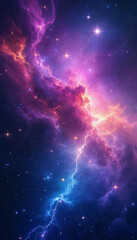 Wall Mural - vibrant cosmic scene with colorful nebulae, galaxies, and stars