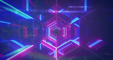 Wall Mural - animation of unique illuminated blue and pink futuristic abstract design
