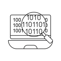 Wall Mural - Binary Code lineal icon with white background vector stock illustration