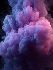 Wall Mural - ethereal cloudscape of pink and purple smoke rising against a dark backdrop abstract art style close