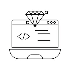 Clean Coding lineal icon with white background vector stock illustration