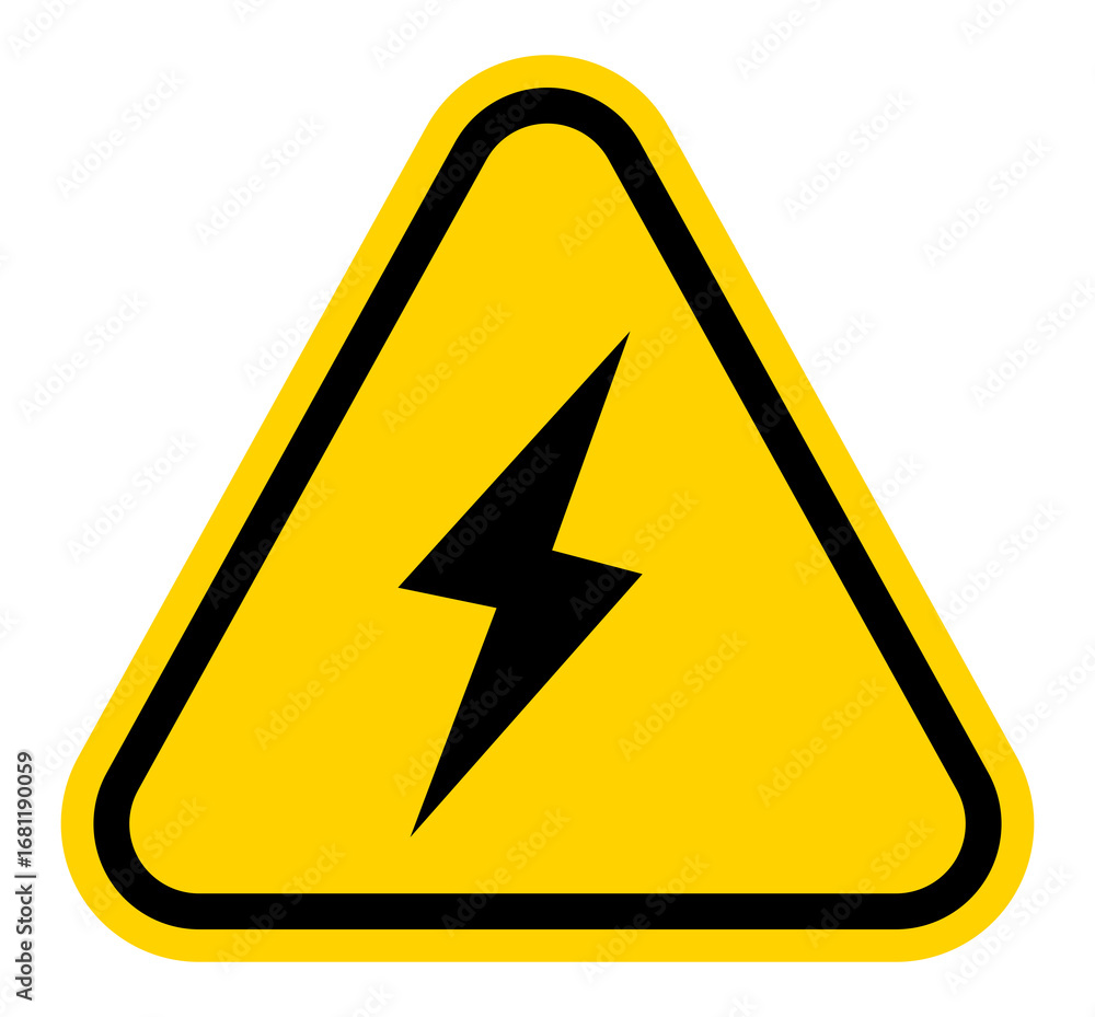 Peligro de descarga eléctrica. Símbolo de advertencia en un triángulo ...
