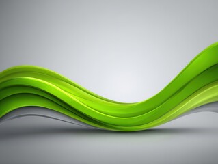 Wall Mural - abstract green wave flowing dynamically on gray background studio shot modern design graphic element
